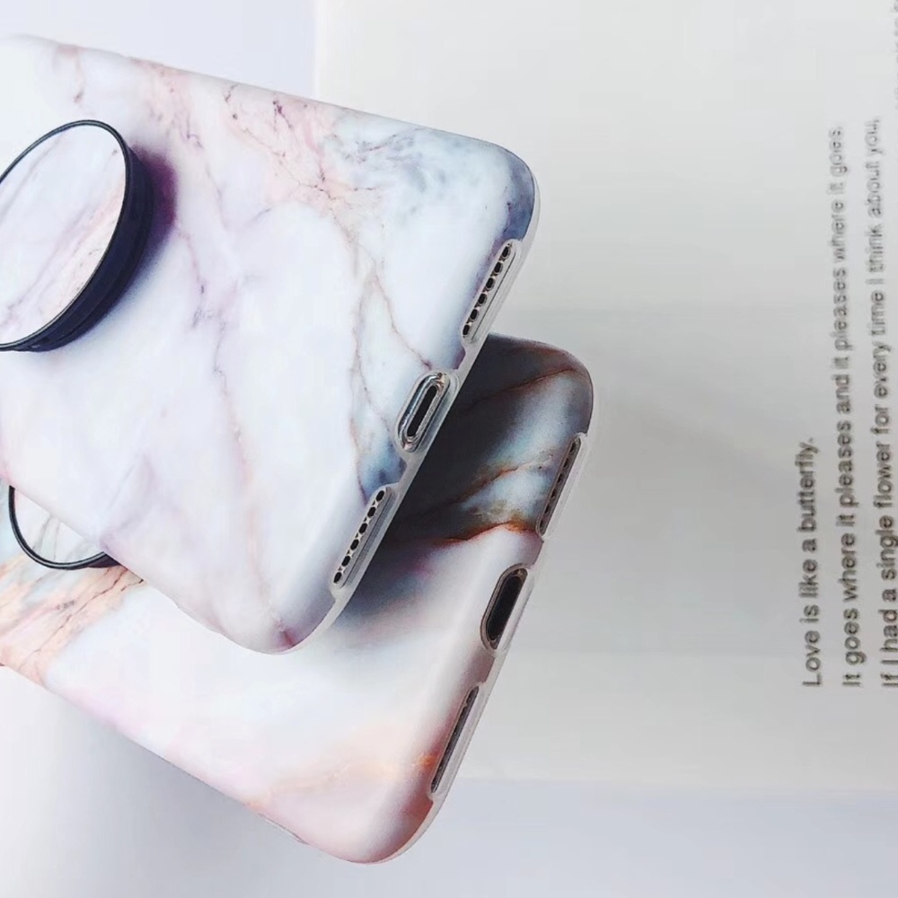 iPhone Max/XR/XS/X/7/8/Plus Marble Case W/Holder - Picture 4 of 5